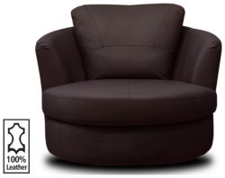 Collection - Milano - Leather Swivel Chair - Chocolate